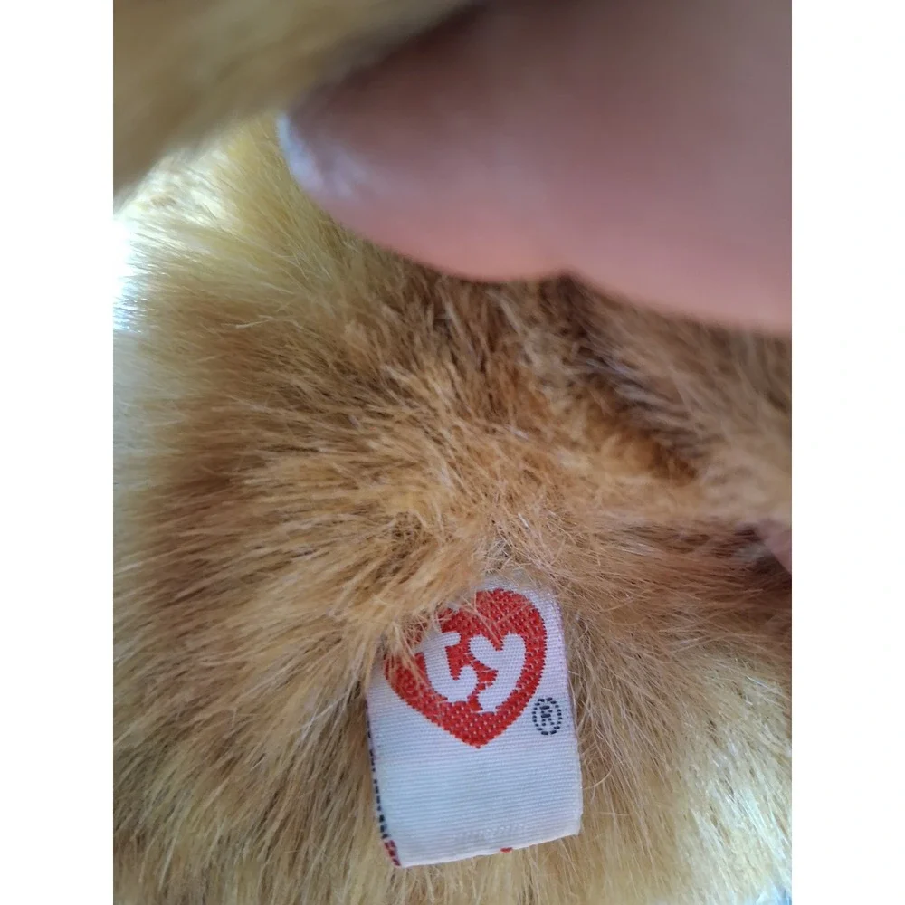 Ty Al E cat Ginger Tabby Cat Orange White Plush 1996 Red Bow Vintage Beanie Baby